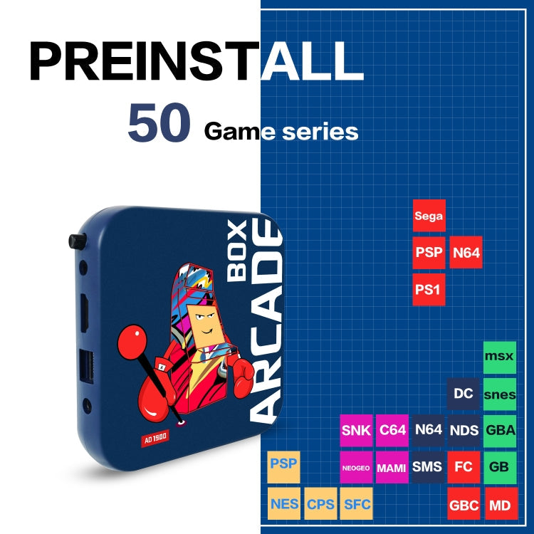 Arcade Box 64G Wireless Video Game Machine Box 4K HD Display For PS1/PSP/N64/DC, EU Plug
