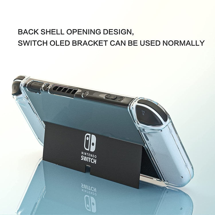 Game Console Crystal Shell Remote Sensing Cap Tempered Film Storage Bag Set For Switch OLED Console White Storage Bag 16 In 1