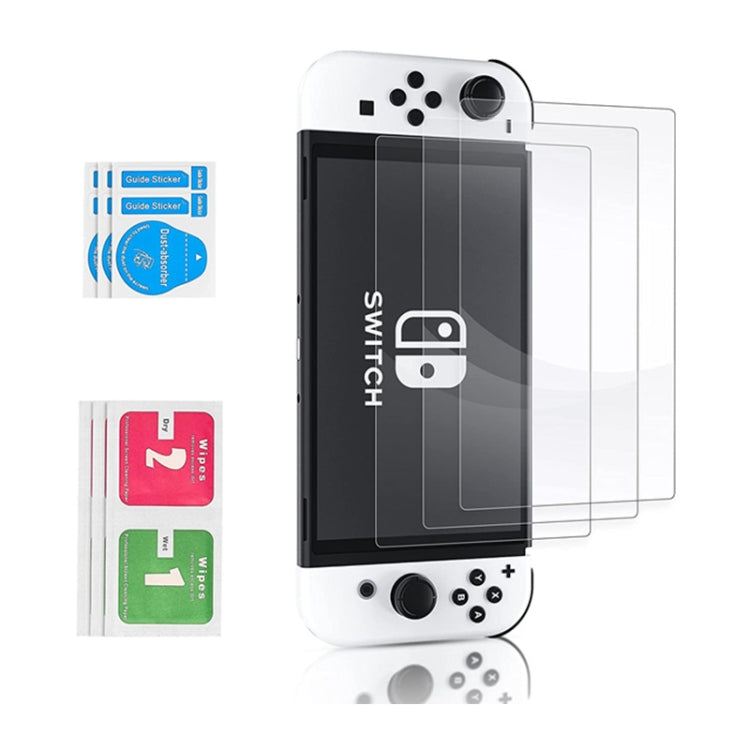Game Console Crystal Shell Remote Sensing Cap Tempered Film Storage Bag Set For Switch OLED Console White Storage Bag 16 In 1