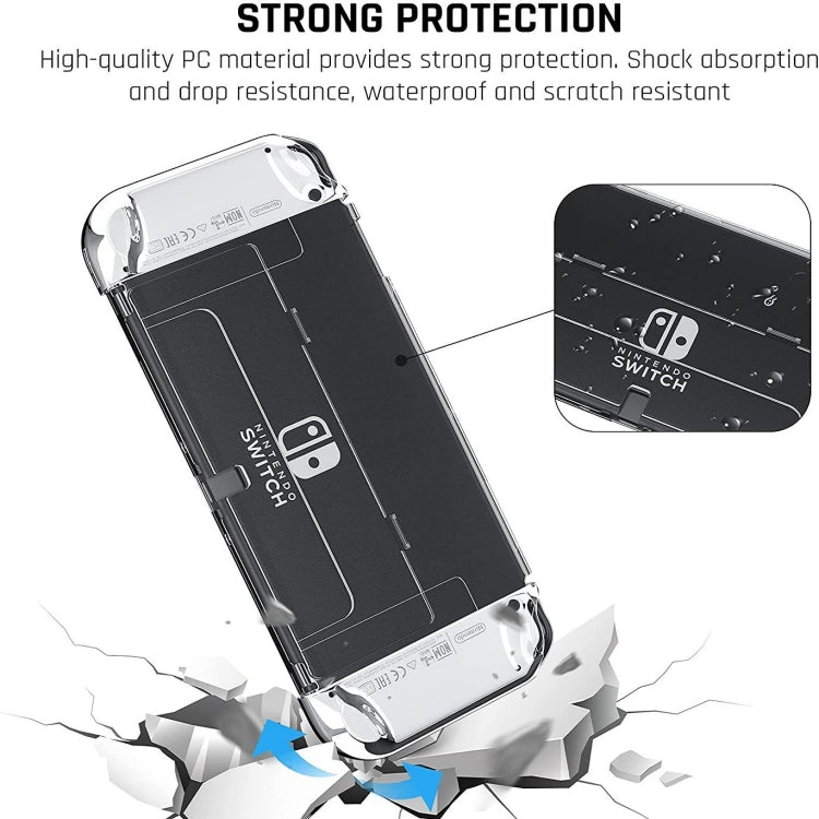 Game Console Crystal Shell Remote Sensing Cap Tempered Film Storage Bag Set For Switch OLED Console White Storage Bag 16 In 1
