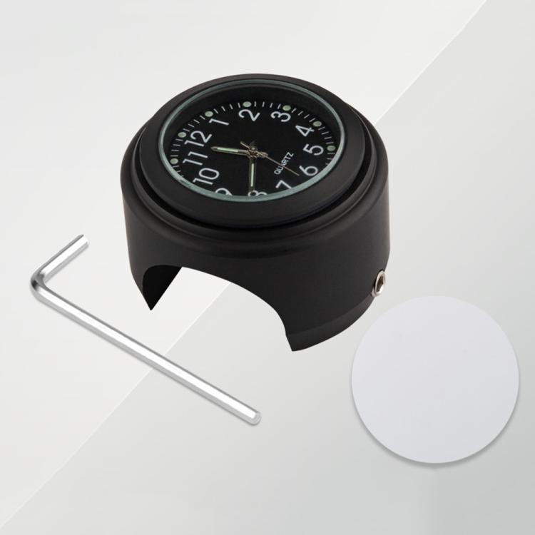 Aluminum Alloy Plating Motorcycle Handlebar Clock(Black Shell Black Background)