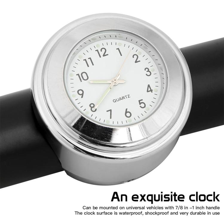 Aluminum Alloy Plating Motorcycle Handlebar Clock(Black Shell Black Background)