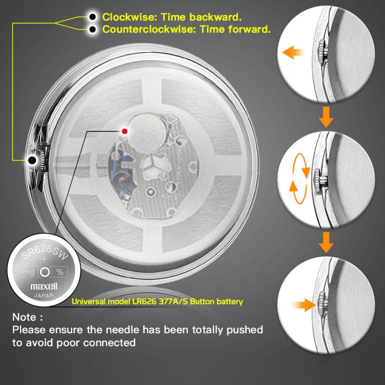 Aluminum Alloy Plating Motorcycle Handlebar Clock(Black Shell Black Background)