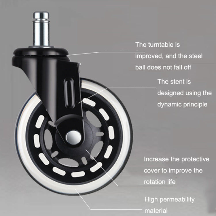 Furniture PU Universal Plug Caster Office Chair Mute Wheel, Size: 2 Inch