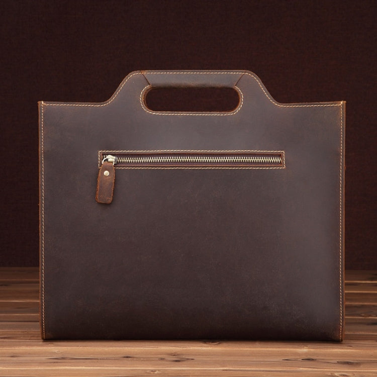 Genuine Leather Vintage Shoulder Bag Crossbody Portable Business Briefcase(Dark Coffee)