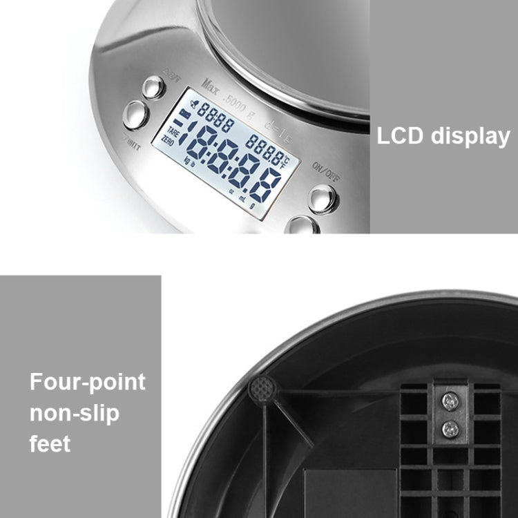 5kg/1g  High Precision Kitchen Scale Roasting Electronic Scale Coffee Scale with  Alarm Timer(Silver)