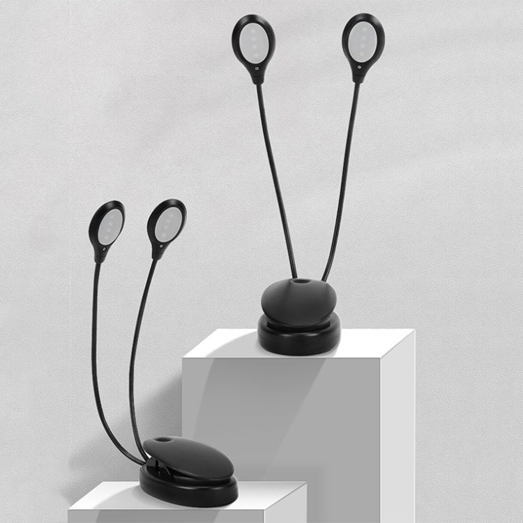 GQ011001 Double-pole 8LED Lamp Bead Music Stand Light(Battery Model+USB)