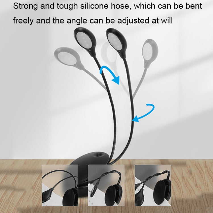 GQ011001 Double-pole 8LED Lamp Bead Music Stand Light(Battery Model+USB)