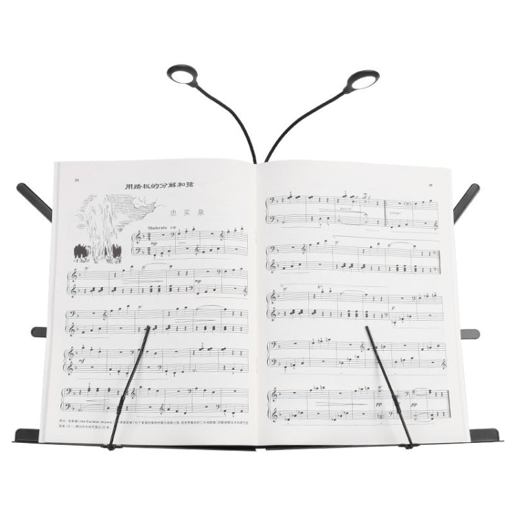 GQ011001 Double-pole 8LED Lamp Bead Music Stand Light(Battery Model+USB)
