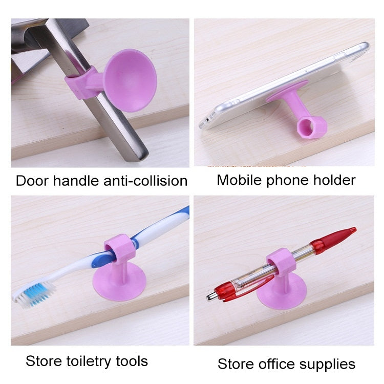 10 PCS Medium Silicone Door Suction Punch-free Door Handle Anti-collision Door Resistance(Green)
