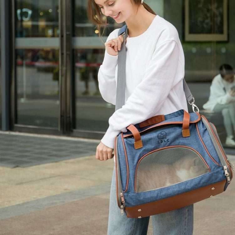 LDLC QS-012 Pet Outing Portable Breathable Foldable Tote Bag(Denim Blue)
