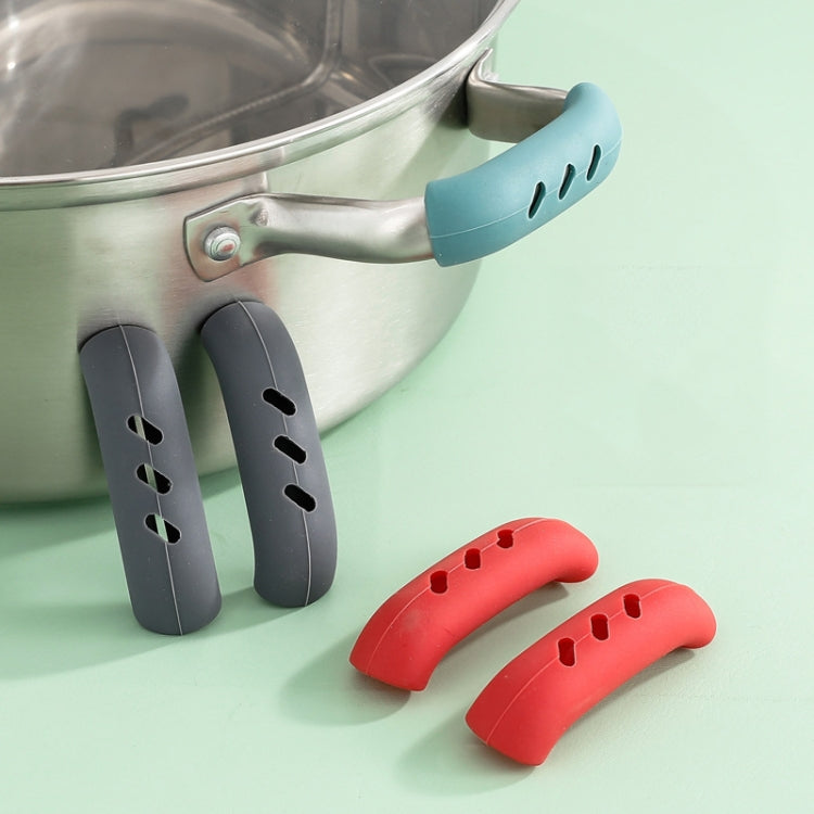 1 Pair Silicone Pot Handle Insulation Cover Iron Pot Handle Cover(Simple Gray)