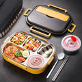 304 Stainless Steel Double-Layer Large-Capacity Portable Lunch Box, Color: Lemon Yellow(Large 5 Grid)