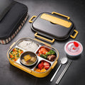 304 Stainless Steel Double-Layer Large-Capacity Portable Lunch Box, Color: Lemon Yellow(Medium 5 Grids)