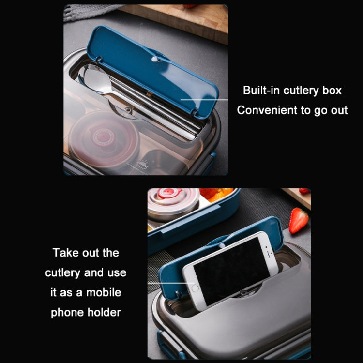 304 Stainless Steel Double-Layer Large-Capacity Portable Lunch Box, Color: Lemon Yellow(Medium 4 Grid)