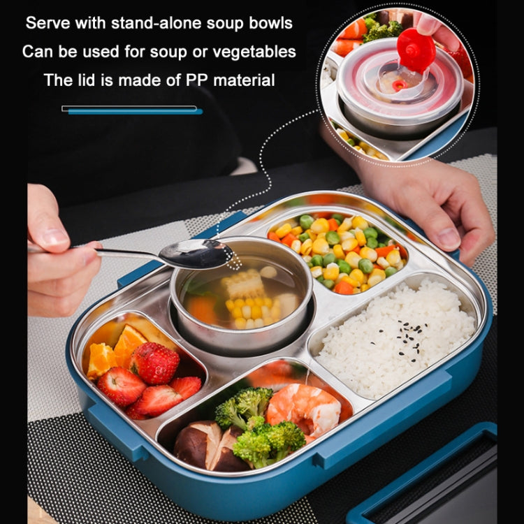 304 Stainless Steel Double-Layer Large-Capacity Portable Lunch Box, Color: Lemon Yellow(Medium 5 Grids)