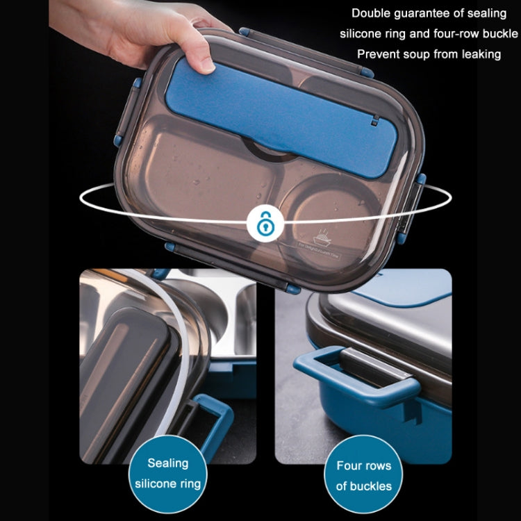 304 Stainless Steel Double-Layer Large-Capacity Portable Lunch Box, Color: Ink Pink(Medium 4 Grid)