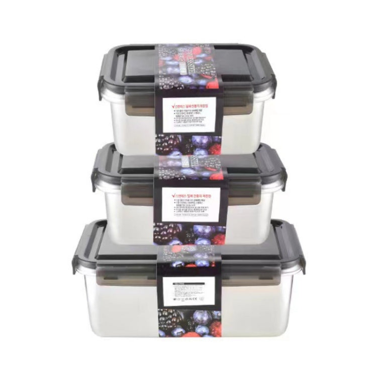 Refrigerator Refrigerated Storage Stainless Steel Airtight Crisper, Capacity: Rectangular 3 PCS/Set