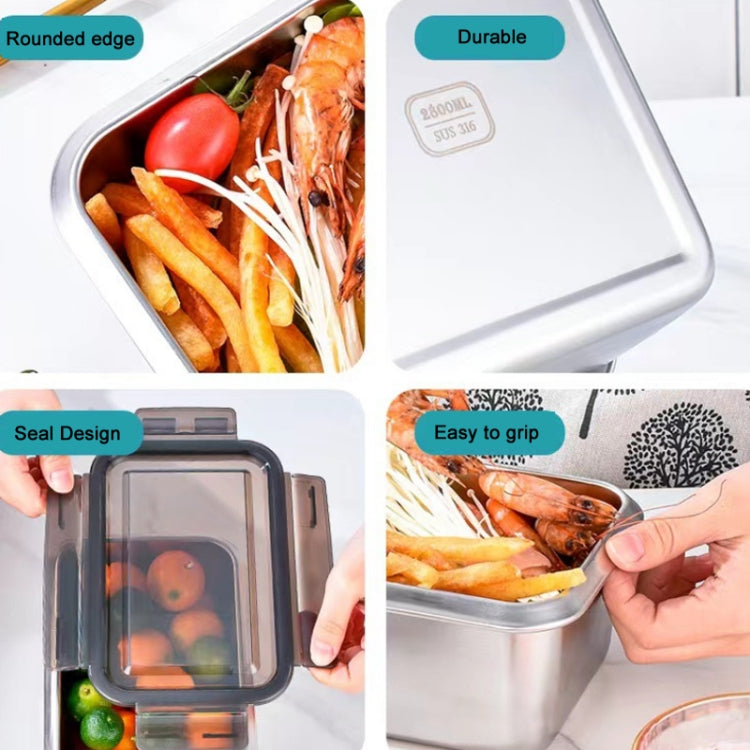 Refrigerator Refrigerated Storage Stainless Steel Airtight Crisper, Capacity: Rectangular 3 PCS/Set