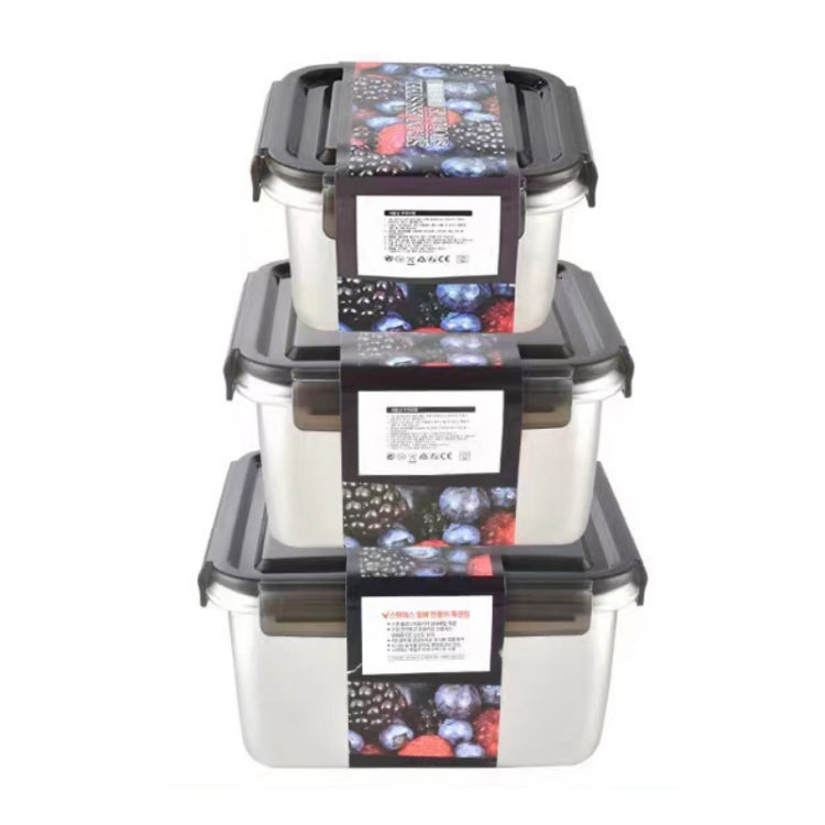 Refrigerator Refrigerated Storage Stainless Steel Airtight Crisper, Capacity: Square 3 PCS/Set