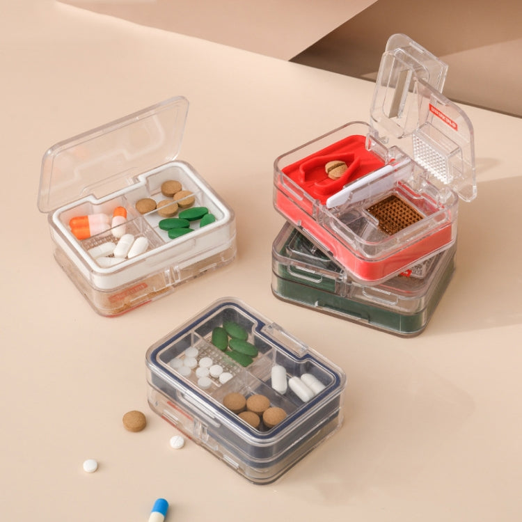 Imakara Mini Square Portable Sealed Medicine Cutter Dispenser Box(Red)
