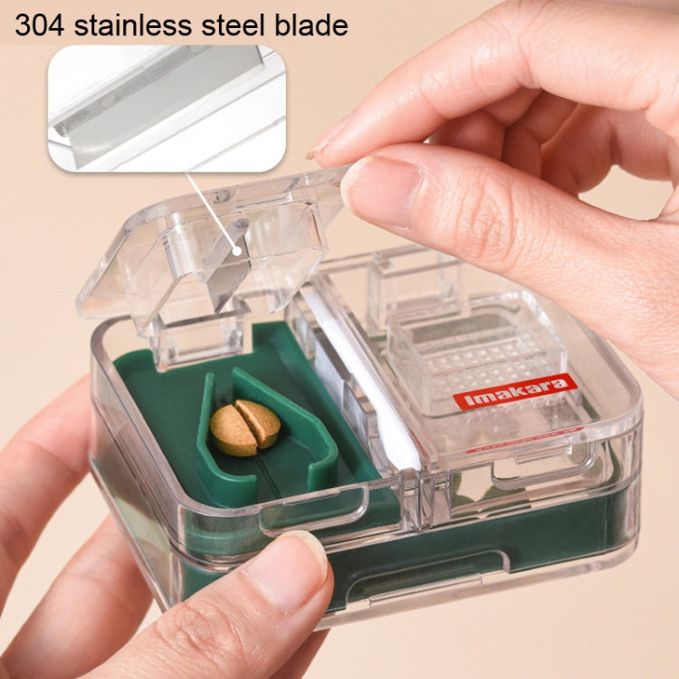 Imakara Mini Square Portable Sealed Medicine Cutter Dispenser Box(Red)
