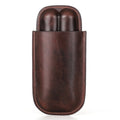 CONTACTS FAMILY 2 In 1 Portable Genuine Leather Cigar Humidor(Brown)