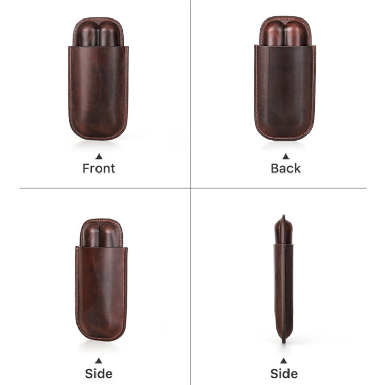 CONTACTS FAMILY 2 In 1 Portable Genuine Leather Cigar Humidor(Brown)