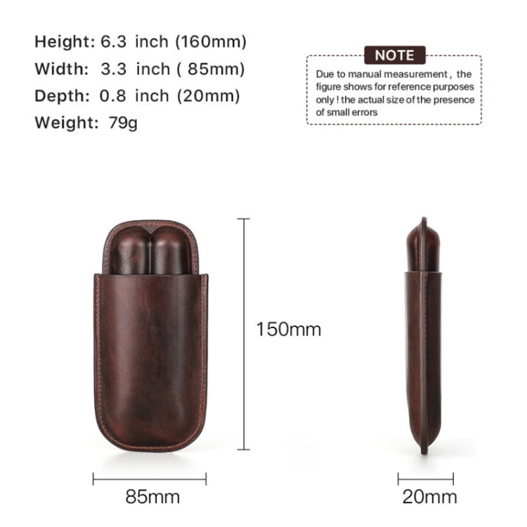 CONTACTS FAMILY 2 In 1 Portable Genuine Leather Cigar Humidor(Brown)