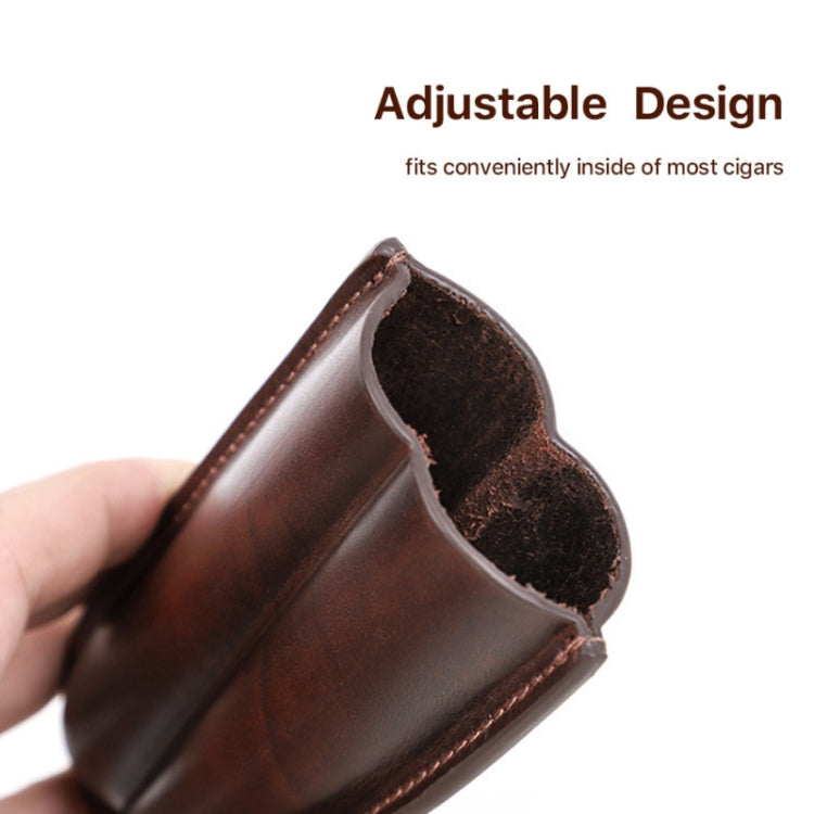 CONTACTS FAMILY 2 In 1 Portable Genuine Leather Cigar Humidor(Brown)