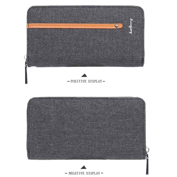 Baellerry Canvas Wallet Long Zipper Wallet Vintage Casual Multi-Card Clutch For Men(Coffee)