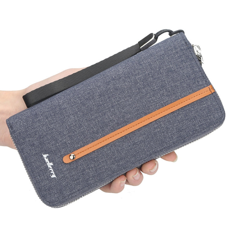 Baellerry Canvas Wallet Long Zipper Wallet Vintage Casual Multi-Card Clutch For Men(Coffee)