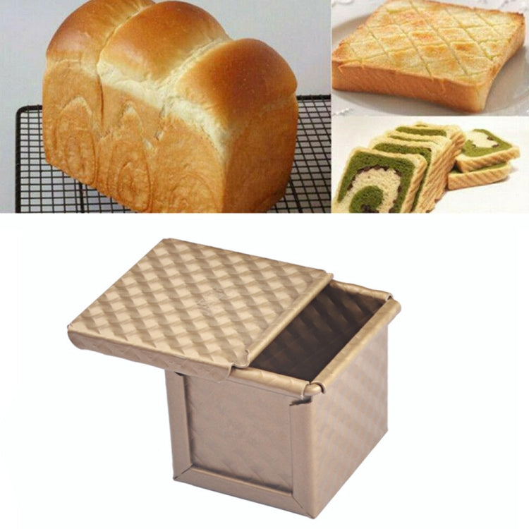 Square Toast Box Non-Stick Water Cube Toast Mold, Style: 8832 8x7.5x6.5cm Ripple Gold
