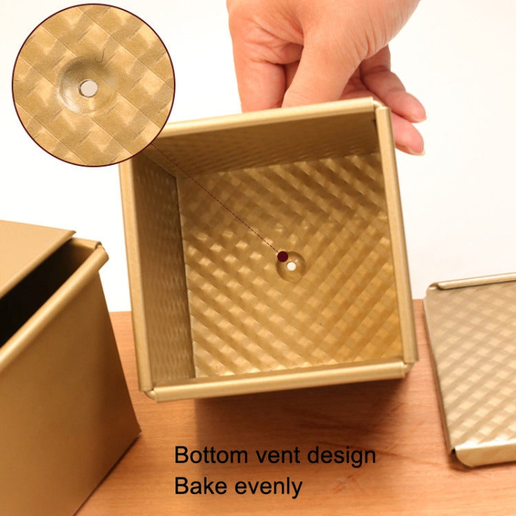 Square Toast Box Non-Stick Water Cube Toast Mold, Style: 8765 11.8x11x10.3cm Ripple Gold