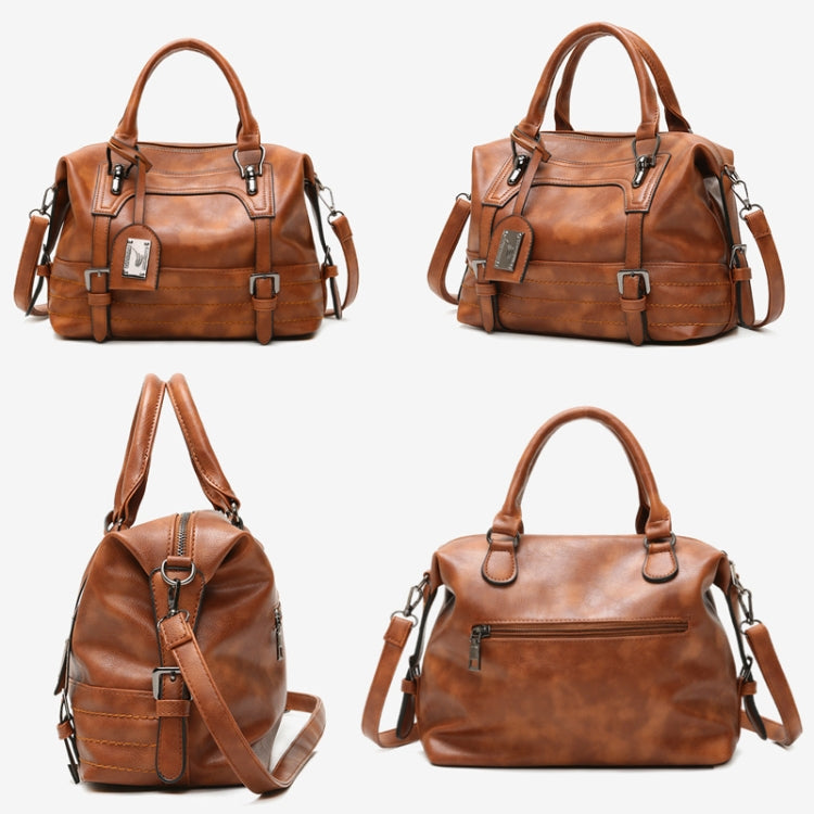 Ladies Casual Handbag Soft-faced Solid Color One-shoulder Diagonal Large Bag(Grey)