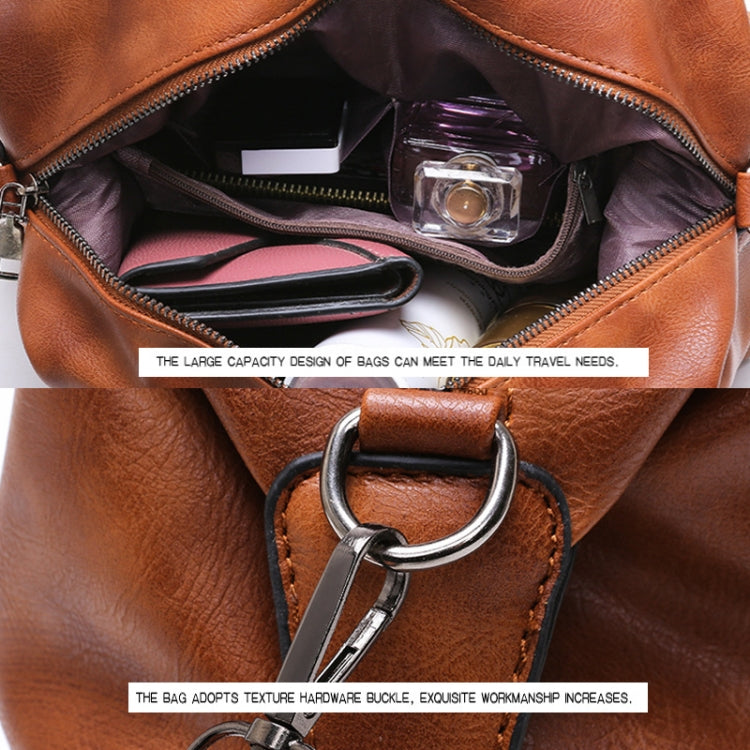 Ladies Casual Handbag Soft-faced Solid Color One-shoulder Diagonal Large Bag(Black)