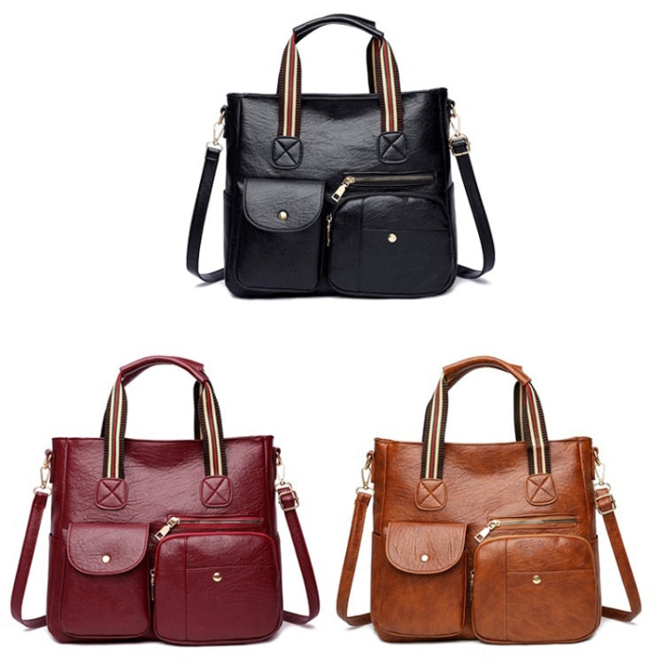 Large-capacity Messenger Bag Handbag Multi-pocket Shoulder Bag Middle-aged Mother Bag(Yellow)
