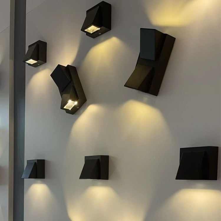 Outdoor Square Waterproof Wall Light, Power: Double K 6W(Warm White)