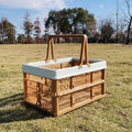 Foldable Picnic Basket Supermarket Shopping Basket,Size: 25x30.5x44cm(Coffee With Beige)