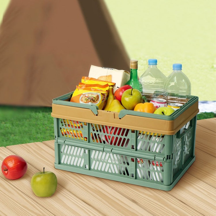 Foldable Picnic Basket Supermarket Shopping Basket,Size: 25x30.5x44cm(Green Coffee)