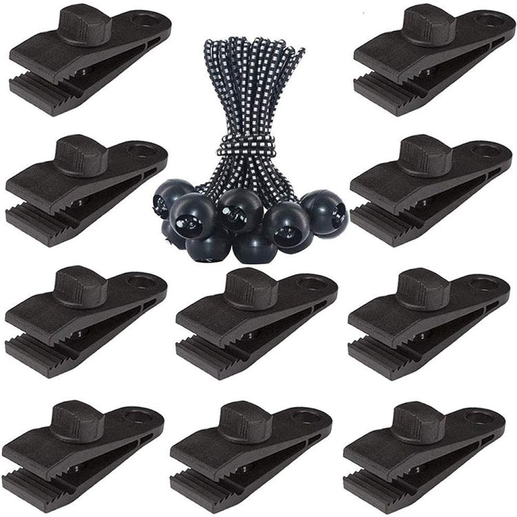 Outdoor Camping Windproof Canopy Fixed Tent Clip Rope Buckle Quick Hanging Set 10 Clips+10 Ropes