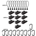 Windproof Canopy Fixed Tent Clip Rope Buckle Set 10 Clips+10 Black Ropes+10 Black Fast Hangings