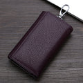 TP-9090K Genuine Leather Multifunctional Tri-Fold Key Coin Purse(Purple)