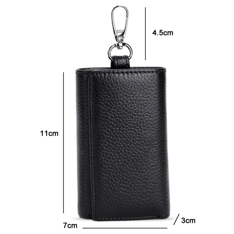 TP-9090K Genuine Leather Multifunctional Tri-Fold Key Coin Purse(Purple)