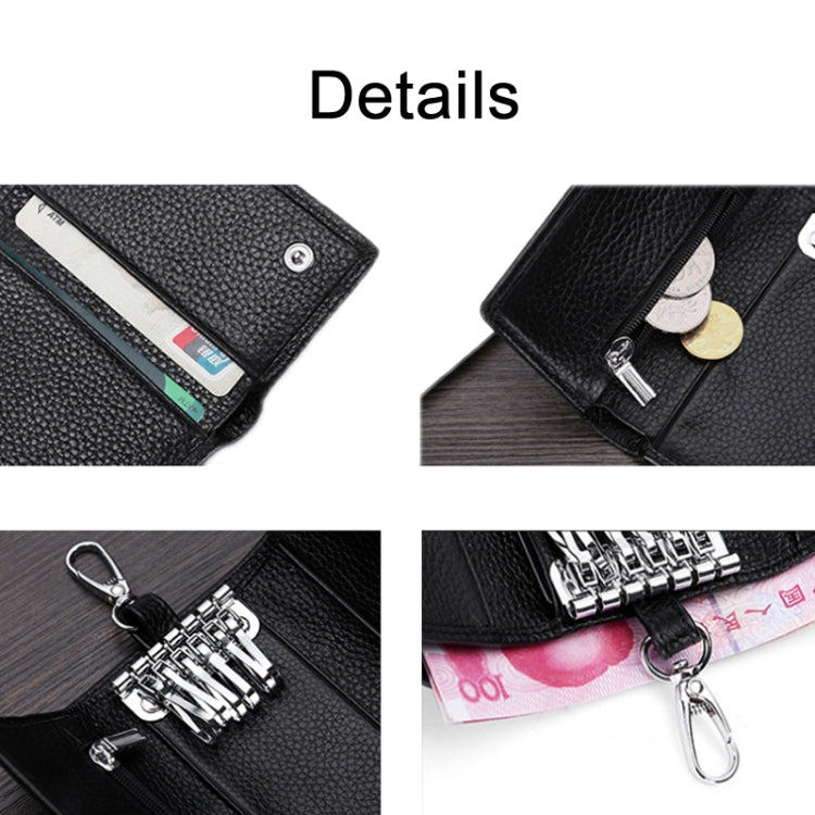 TP-9090K Genuine Leather Multifunctional Tri-Fold Key Coin Purse(Pink)
