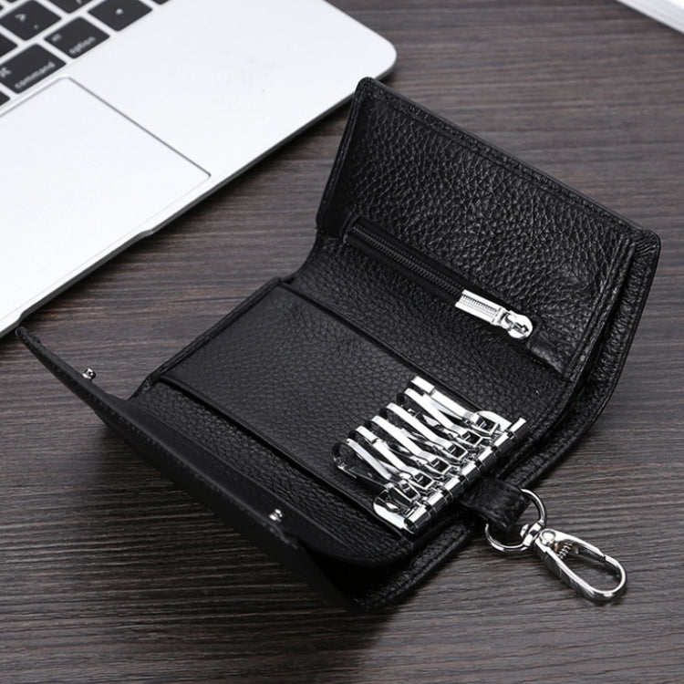 TP-9090K Genuine Leather Multifunctional Tri-Fold Key Coin Purse(Blue)