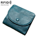 TP-195 Genuine Leather Natural Tumbled Buckle RFID Coin Purse(Blue)