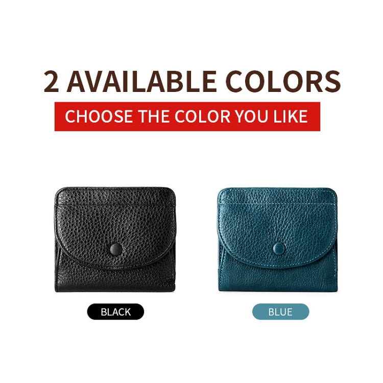 TP-195 Genuine Leather Natural Tumbled Buckle RFID Coin Purse(Blue)