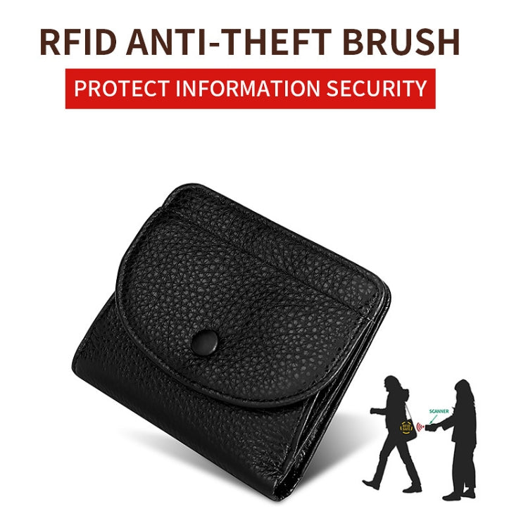 TP-195 Genuine Leather Natural Tumbled Buckle RFID Coin Purse(Blue)