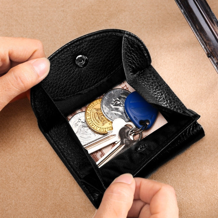 TP-195 Genuine Leather Natural Tumbled Buckle RFID Coin Purse(Blue)